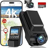 Dash Cam Front and Rear, 4K Ultra HD+1080P Dash Camera for Cars, Built-in Wi-Fi GPS, Included 32GB Card, 2.0'' IPS Screen Mini Car Camera, App, Night Vision, 170°Wide Angle, 24H Parking Mode