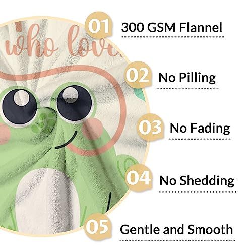 Frog Blanket Gifts - 60x80 Inches Cute Throw for Girls - Green Soft Fuzzy Blankets for Bed, Couch & Living Room