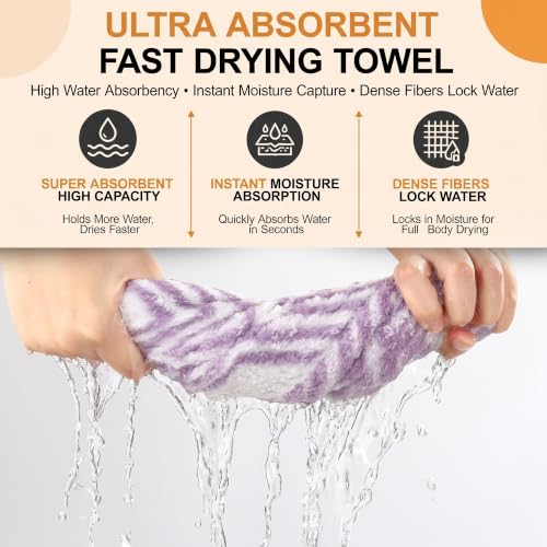 Image of Story@Home K-Cloud Luxury Bath Towel Set for Gifting, Microfiber Towels, 500 GSM, Ultra Soft, Quick Dry, 3X More Absorbent Than Cotton Towels, 1 Bath Towel & 2 Hand Towels, Gift Box, Set of 3-Purple
