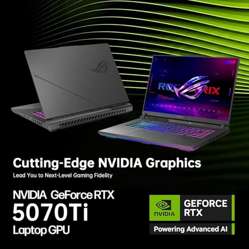 Image of ASUS ROG Strix G16 Gaming Laptop,RTX 5070 Ti 12GB GDDR7 140W TGP, AMD Ryzen 9 8940HX, 16'' WUXGA 165HZ LED Display, 64GB DDR5 RAM 2TB SSD, RGB Backlit, WiFi 6E, RJ-45 with Accessory
