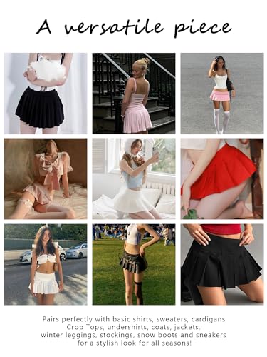 Eisnnu Women's Mini Skirts Solid Colour Elastic Waist Sexy Super Short Pleated Skirt,Skirt Length 25 cm, for Cosplay, Club, Party - Image 6