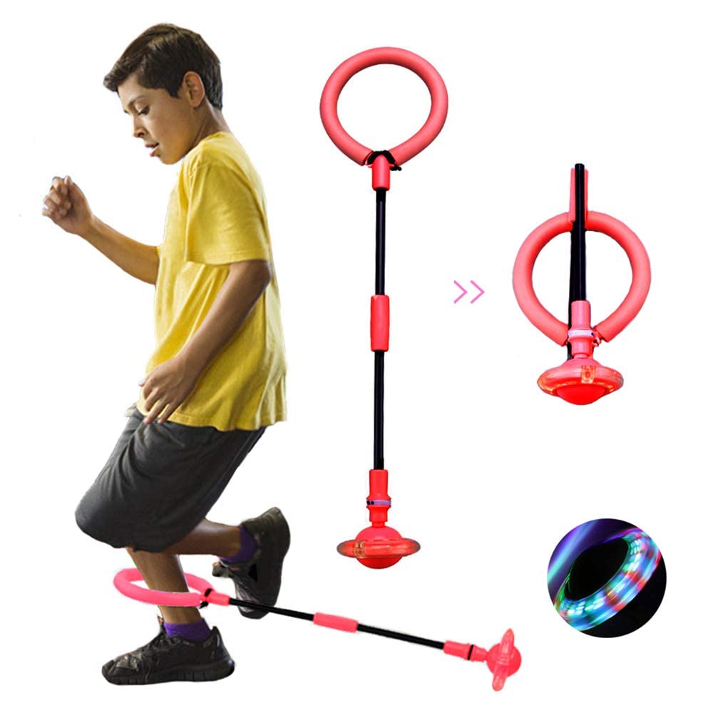 Shine Bola de Salto de Tobillo, Anillo de Saltar Intermitente para niños, Plegable Anillo de Salto Intermitente,Colorida Flash Bola de Salto, LED Saltar Bola para Niños (Rojo)