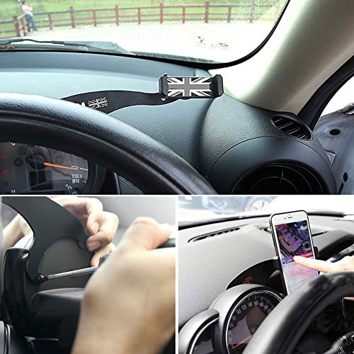 GTinthebox Smartphone Cell Phone Cup Mount Holder with Cradle Rotatable Clip (Black & Gray Union Jack Flag Style, 3.5-5.5 Inch Phone) for Mini Cooper R55 R56, 1 Pack - Thumbnail 2