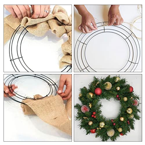 SINJEUN 20 Pack 10 Inch Green Metal Wire Wreath Frame, Round Floral Wire Wreath Ring, Wire Garland Frame for Christmas, New Year, Thanksgiving Day, Valentines, Wedding