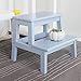 Przenośny stołek dwustopniowy, drewniany stołek dla dzieci z dwoma krokami z uchwytami/drewniany stołek dla dzieci i dorosłych, dom i biuro, wiek 3+ - 16,5X13,8X13,8 cala (kolor: gr (szary)