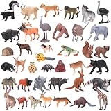 Silipull 40 Pcs Forest Animals Figures Woodland Creatures Figurines Realistic Wildlife Creatures Figurines Baby Animals African Jungle Zoo Miniature Toys Cake Toppers Cupcake Toppers Birthday Gift