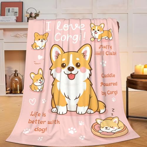 Corgi Blanket Corgi Gifts for Women Girls Cute Dog Throw Blanket for Dog Lovers Soft Flannel Cozy Fleece Fuzzy Corgis Plush Warm Bedding Stuff for Kids Adults 40 x 50 Inch