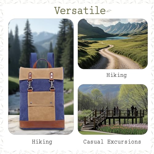 The Same Direction Hillside Backpack Leather and Canvas (Navy)2