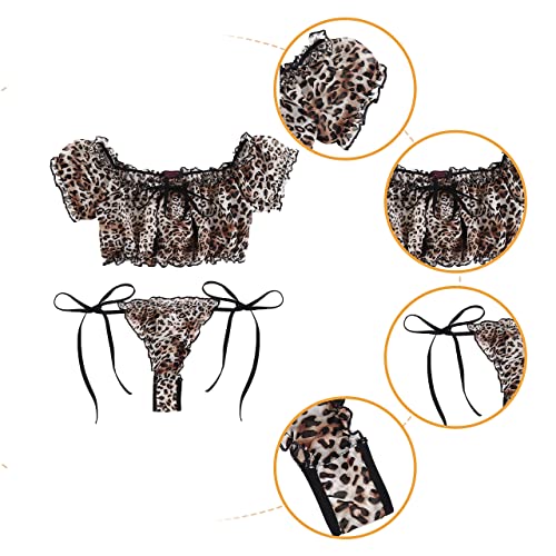 Avidlove Plus Size Lingerie Bra And Panty Set Ruffle Lingerie Set Mesh Babydoll Chemise Leopard Print S thumb #1