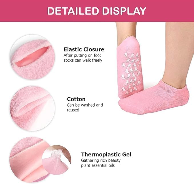 Image of Silicone Socks for Women & Men | Crack Heel Repair Spa Gel Socks with Vitamin E | Moisturizing Hydration Socks for Dry Cracked Feet | Reusable Soft Silicone Heel Socks for Foot Care & Nourishment (pink)