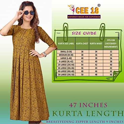 CEE-18-Womens-Cotton-Rayon-A-Line-Maternity-Feeding-Kurti-with-Zippers-10005