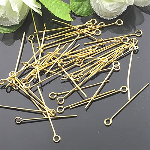 Image of Tia Crafts Eye Pins for Jewellery Making, Earrings & DIY Crafts | Metal Eye Pins with Loop for Beads & Charms | Pack of 300-150 Gold, 150 Silver (Gold & Silver Mix)