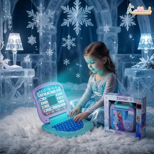Image of Frozen Theme Educational Laptop for Kids - Interactive Learning Computer with Screen, Sounds & Music for Alphabet, Numbers & Word Learning - Safe Non-Toxic Pre-School Toy for 3+ Year Olds
