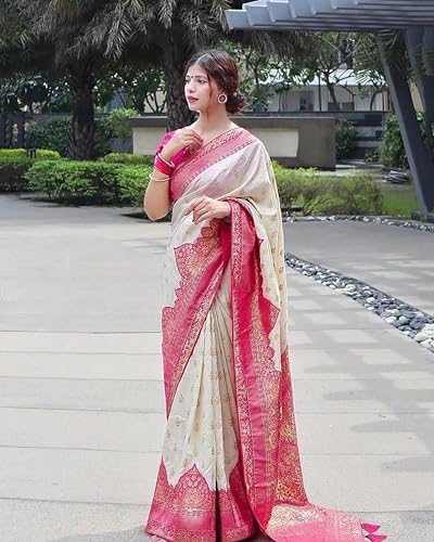 Anjaneya Sarees Designer Woven Kanjivaram Banarasi Silk Saree With Blouse - Image 3