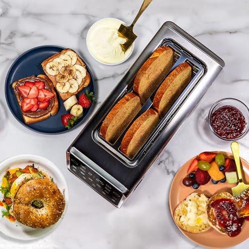 Image of Inspirex Touch Screen Toaster - 4 Slice, 2 Extra Long Slots - 5 Bread Types and 6 Browning Levels - Defrost, Reheat, Favorite, & Single Slot Modes - For Toast, Bagels, & Waffles - White