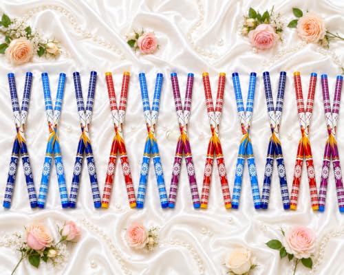 Image of Wooden Premium Dandiya Sticks For Dance Garba Night Navratri Celebration Party Accessories / Traditional Indian Festive PVC Coated 1 Pair / 2 Pair / 3 Pair / 6 Pair / 8 Pair / 12 Pair Dandiya Raas Sticks For Women Men Kids Adults