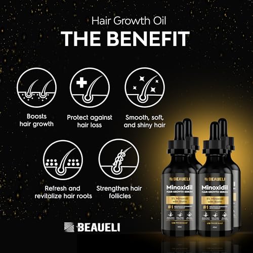 Image of 5% Minoxidil Hair Growth Serum for Men & Women, Beard Growth Oil 2oz 4pcs