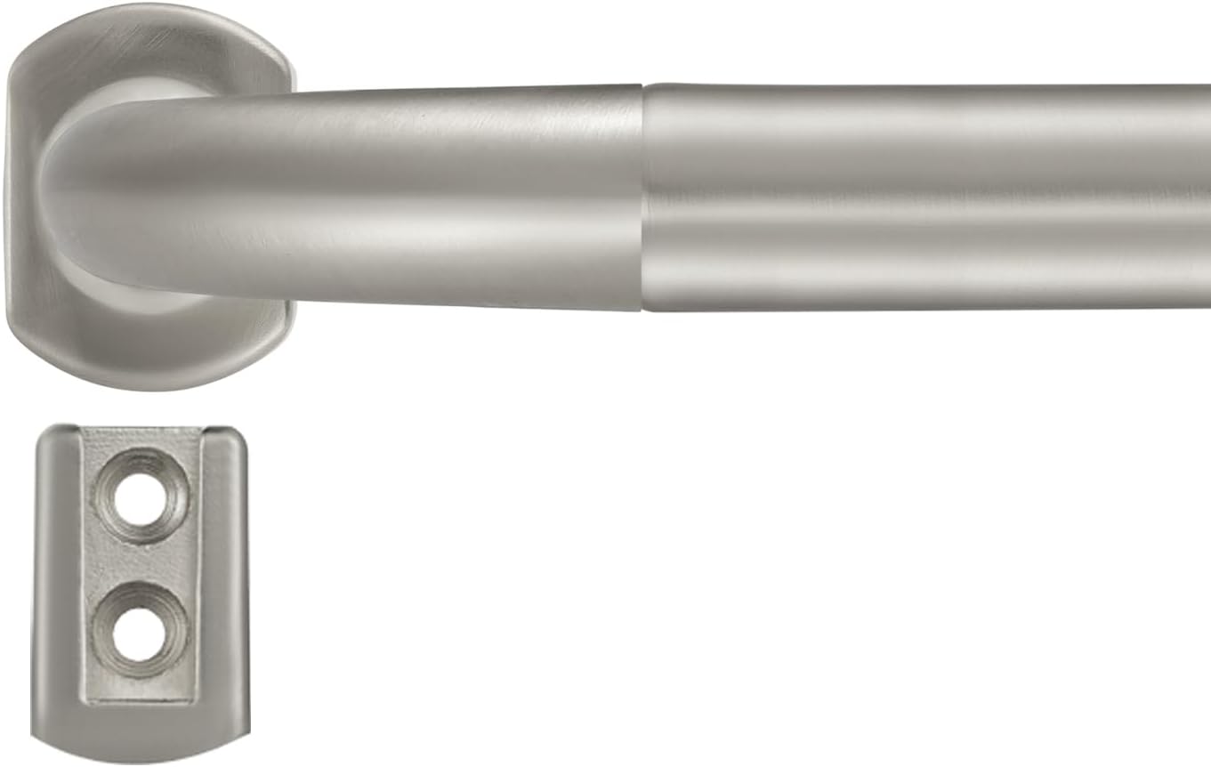 Splicing Room Darking Curtain Rods for Windows 28-84”, 1inch Diameter Wrap Around Adjustable Drapery Blackout Curtain Rod, Matte Nickel