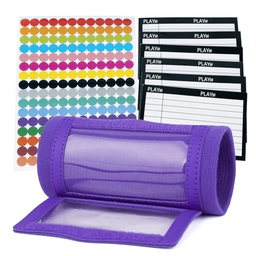 GOGO Football Wristband with QB Playbook - Wrist Coach - 192 Stickers & 6 Sign Cards for DIY (Purple)