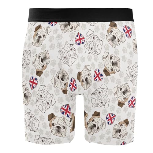 Mens Boxer Briefs English Bulldog Heart Flag Underwear Comfy Breathable 6
