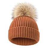 DRESHOW Gorro Bebe Invierno Gorro Lana Niño Sombreros Unisex de Punto Suave para Niños y Niñas con Pompón Bonito Gorros Cálidos para Niños de 3-24 Meses