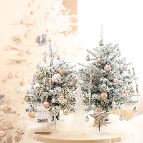 Sea Team 70-Pack Shatterproof Plastic Christmas Ball Ornaments Set, Multi-Size Christmas Baubles, Hanging Decorations for Xmas Tree, Wreath, Garland, (1.18-1.97 Inches, Rose Gold)