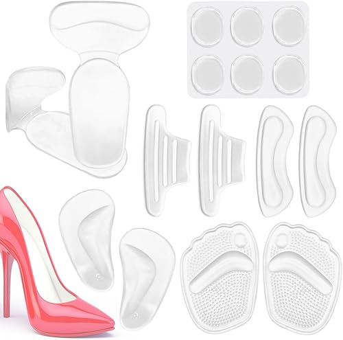 16 almohadillas suaves para el talón, plantillas de almohadillas de silicona para zapatos, antideslizantes autoadhesivas, soporte de arco de