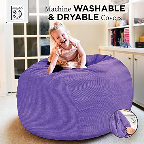 Image of CordaRoy's Corduroy Bean Bag-Convertible Bean Bag Chair&Bed-Machine-Washable Corduroy Fabric Cover-for Basement,Living Room,Game Room,Dorm&More - Full Size - Very Peri Purple | Made in The USA