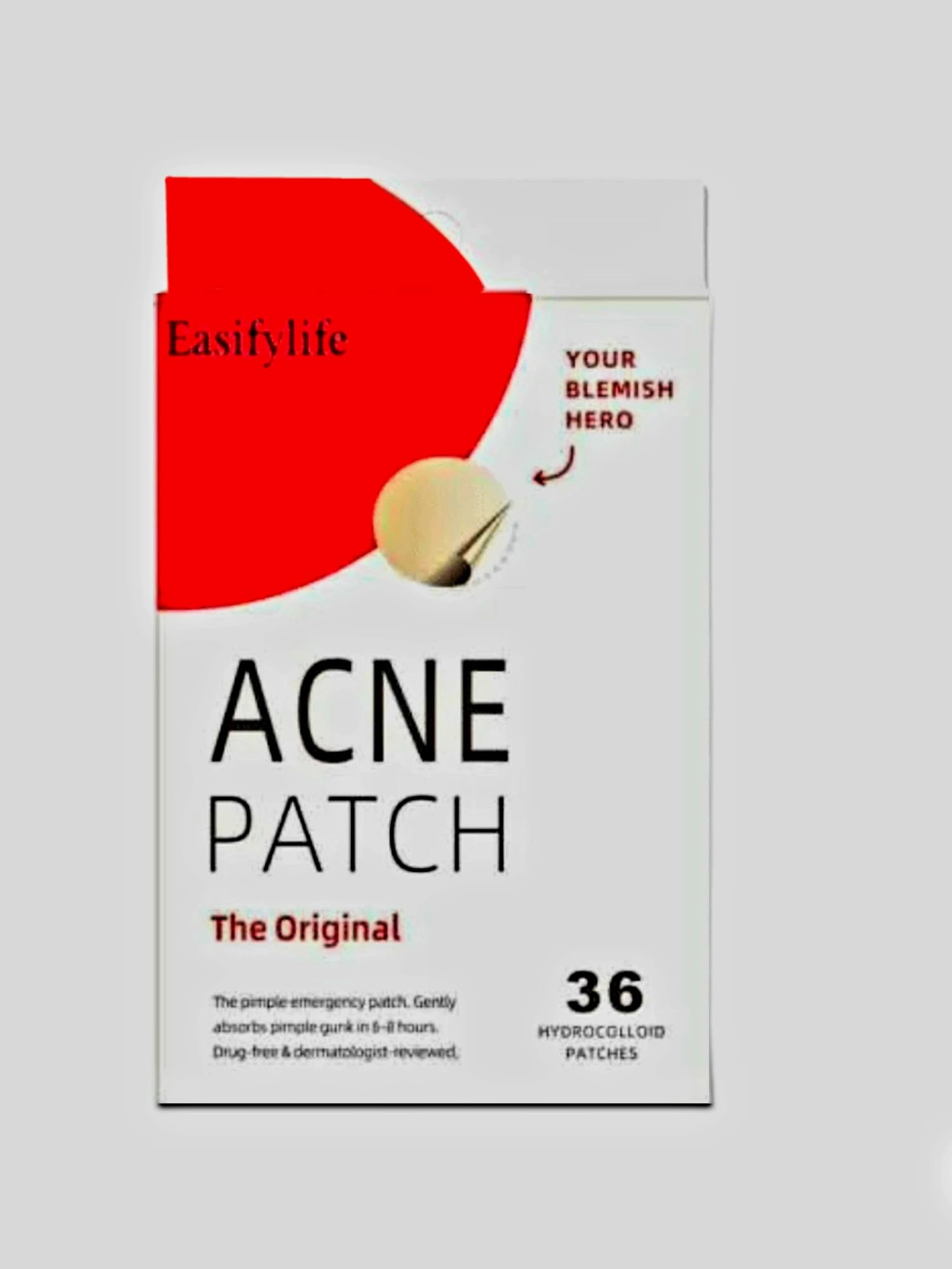 Acne Patch Original patch from Easifylife - Hydrocolloid Acne Pimple Patch for Covering Zits and Blemishes in Face and Skin, Vegan-friendly and Not Tested on Animals (36 Count)