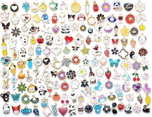 Image of 15 /20 /30 /40 /50 /60 /70 Pcs Mix Design Pendant Charms For Key Chain Earring Necklaces Bracelet DIY Crafts and Jewelry Making Accessories - Mix Color enamel charms