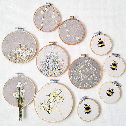 image for BigOtters 6PCS Embroidery Hoops, Bamboo Circle Cross Stitch Hoop Ring 