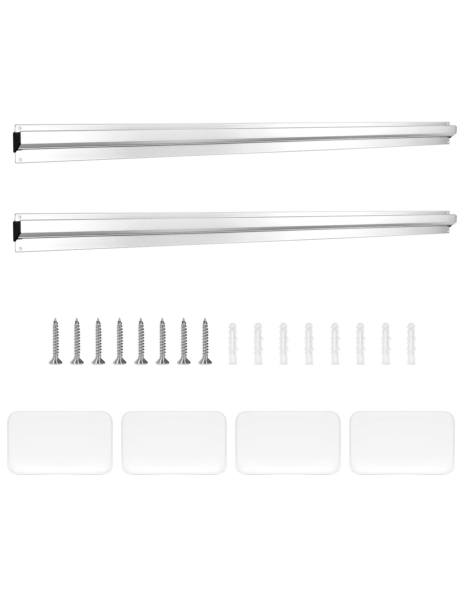 QWORK 48" Order Holder Slide Check Rack Rail, 2 Pack Big Desk Receipt Holder, Aluminium Display Rail Check Rack Receipt Ticket Bill Clip for