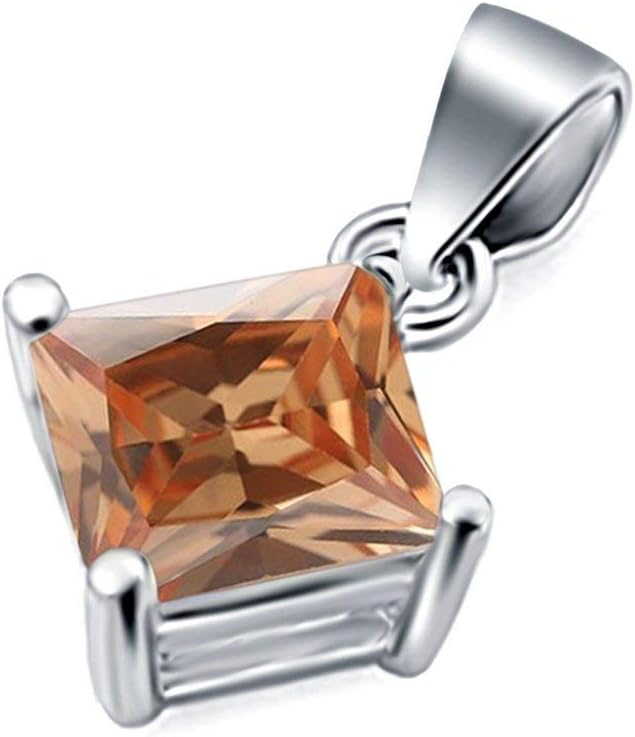 Blue Apple Co. Solitaire Pendant for Necklace Princess Cut Square Simulated Cubic Zirconia 925 Sterling Silver