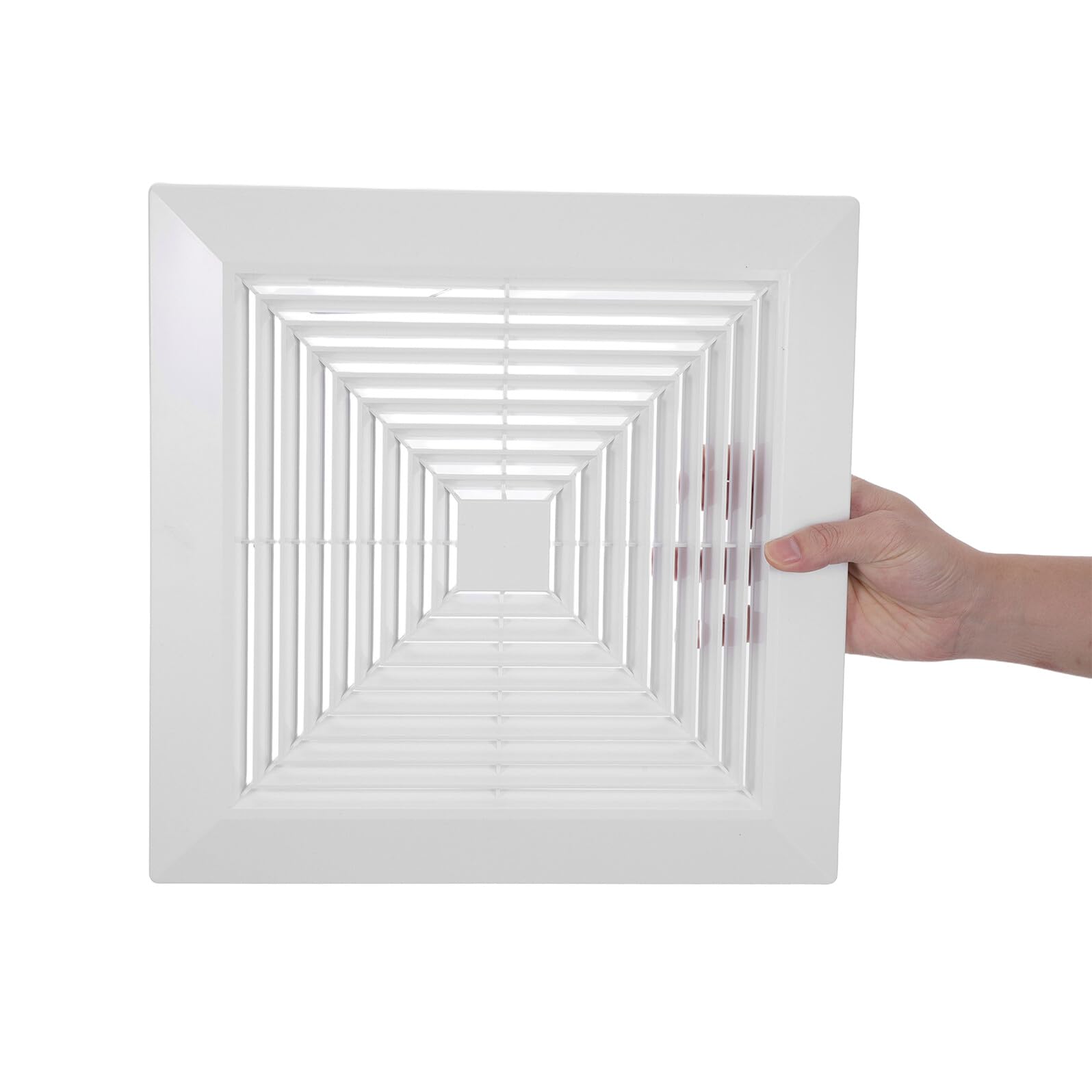 Cabilock Bathroom Exhaust Fan Cover 14x14 Inch White Plastic Vent Grille with Springs for Ceiling - 5