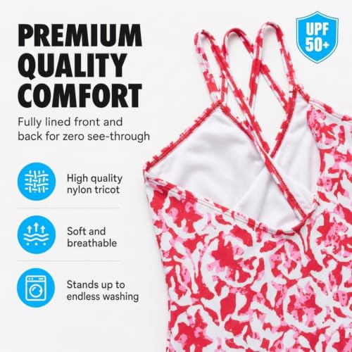 Image of Kanu Surf Girls' Reese UPF 50 Beach Sport Criss-Cross One Piece Swimsuit