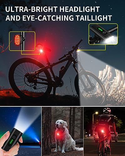 DARKBEAM Bike Headlight Rechargeable USB-C, Bicycle Lights 4000LM Ultra Bright, Mountain Bike Light Set for Night Riding, 6+5 Mode Waterproof Front Bike Light & Rear Light for Road, Cycling - Image 7