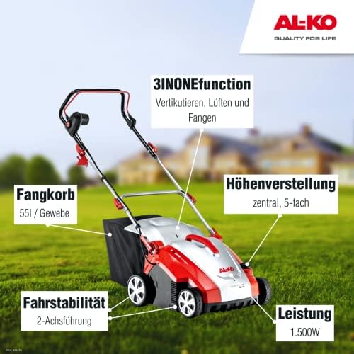 Bild 2 - AL-KO Elektro-Vertikutierer Combi Care 36 E Comfort (36 cm Arbeitsbreite, 1500 Watt Motorleistung, Arbeitstiefe zentral verstellbar, inkl. Vertikutierwalze, Lüfterwalze für Rasenflächen bis 800 m²)