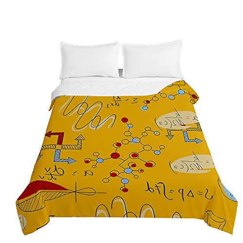 Chickwin 3D Fórmula Colcha Bouti Cama 90/150, Colchas Acolchada Cubre Cama Fina - Ligera y Suave Microfibra Cubre Cama Multiusos Primavera Verano Lavable Edredón (100x150cm,Mostaza Amarilla)