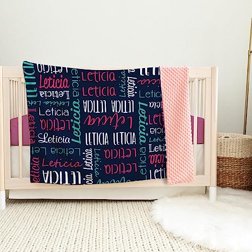 Image of Custom Baby Blanket - Personalized Names Design - Soft Plush Blanket with Double Layer Dotted Backing for Boys Girls Color02(47x60 inches)