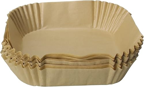 Forro de papel pergamino desechable antiadherente para freidora de aire, 80 unidades, papel pergamino cuadrado a prueba de aceite de 6.3 pulgadas a