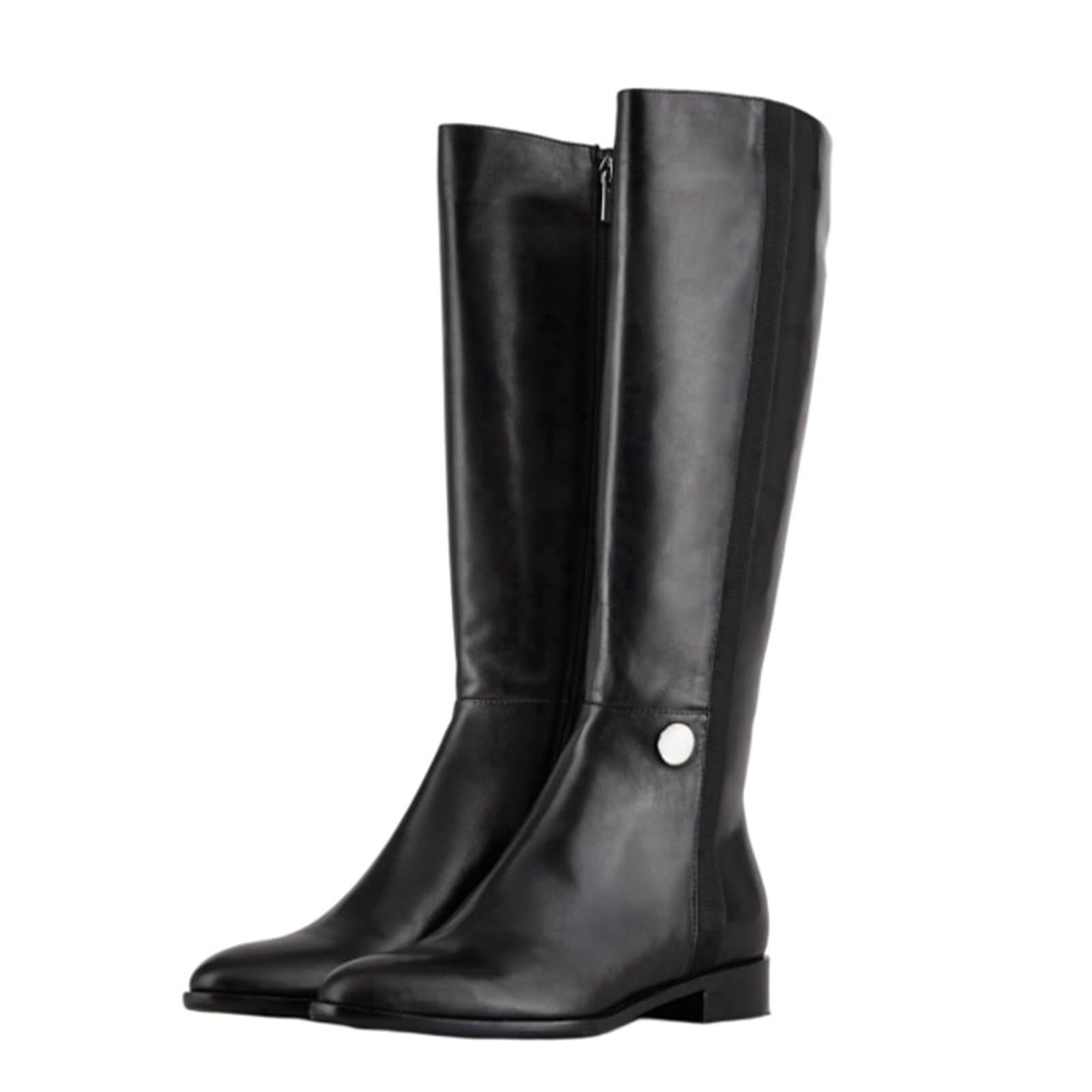 Bottes hautes en cuir véritable noir au design classique élégant - 8