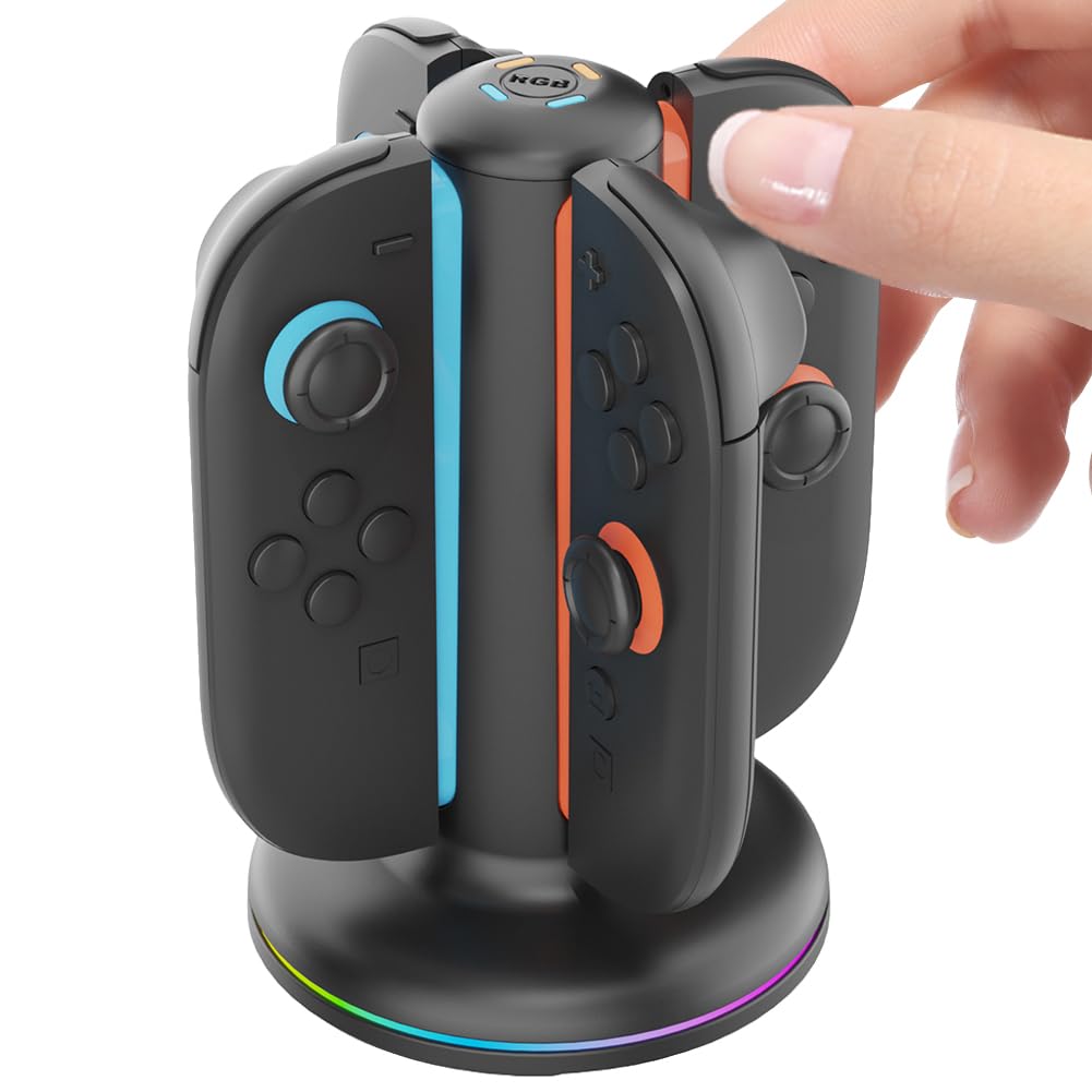 Caricatore 4 in 1 per Switch Stazione di Casa Magnetica con LED Supporto Joy-Con e Accessori