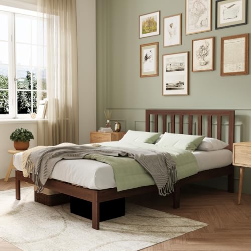Novilla 12 Inch Full Size Bed Frame Solid Wooden Full Bed Frames with Classic Headboard Wood...