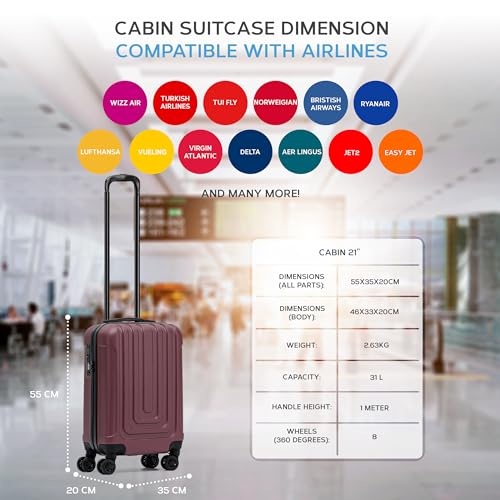 Valise rigide Flight Knight à 8 roues pivotantes et serrure TSA - 3