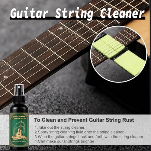 Image of 9pcs Guitar Cleaning Kit, Cleans Body, Polishes Fretboard & Cleans Strings | Guitar String Cleaner, Fretboard Cleaner, Fret Polish, Removes Dust, Fingerprints and Stains, No Guitar Damage