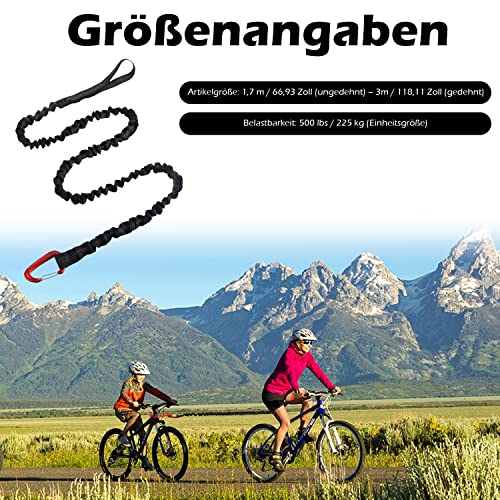 Abschleppseil, 3 Meter Fahrrad-Abschleppgurt Elastisch, Tragfähigkeit 500 lbs, Elastisch Recovery Tow Strap für Kinder Fahrrad MTB Oder Mountainbike (Schwarz)