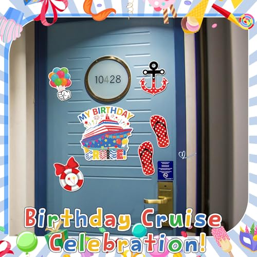 Image of Kanayu 6 Pcs Birthday Cruise Door Decorations Magnetic Large Ship Decorations Magnets Anchor Cruise Decor Car Fridge Magnet Decal for Carnival Stateroom Door