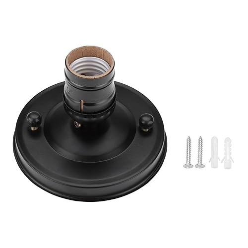 Soporte de base de luz de techo E26E27 Vintage Industrial TechoPared Base Soporte Bombilla Colgante Lámpara Tornillo Enchufe (negro), Negro -