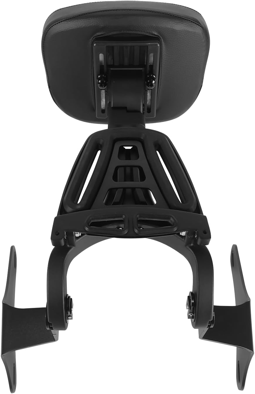 Adjustable Sissy Bar Multi-Purpose Driver Passenger Backrest Pad for Kawasaki Vulcan 1700 Vaquero 2010-2024 (Black)