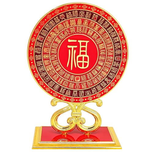 Juanxian Big Auspicious 100 Fu Mirror, Chinese Blessing Wall Decor with Hundred Fu Characters, Reflective Mantra Art for Home Good Fortune, Symbol of Luck & Happiness